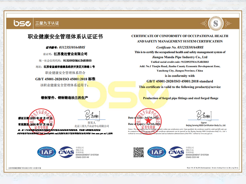 職業(yè)健康安全管理體系認(rèn)證證書(shū)